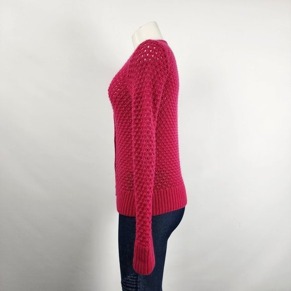 𝅺l.l Bean Pink Wool Angora Open Knit Cardigan Size S - Picture 7 of 12